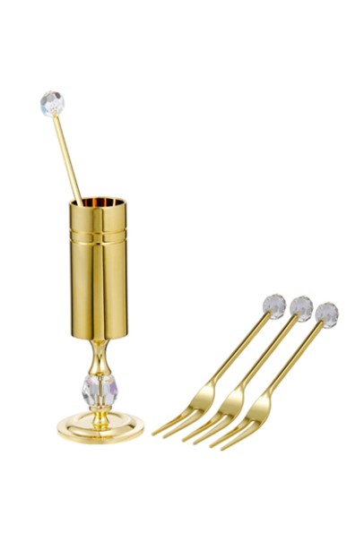 24K GOLD PLATED HOLDER WITH FORK 24K GOLD PLATED HOLDER WITH FORK
